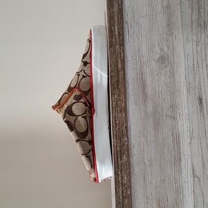 COACH WOMANS BRIANNE Mule SIZE 8B SHOES LOGO CANVAS Monogram Sneaker Flat